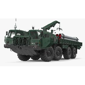 9T234 Smerch Transporter Loader with Spare Rockets Rigged model